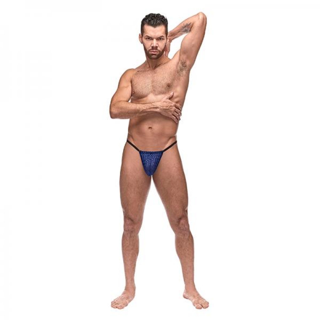 Mp Diamond Mesh Posing Strap Nav 1sz - Mens Underwear