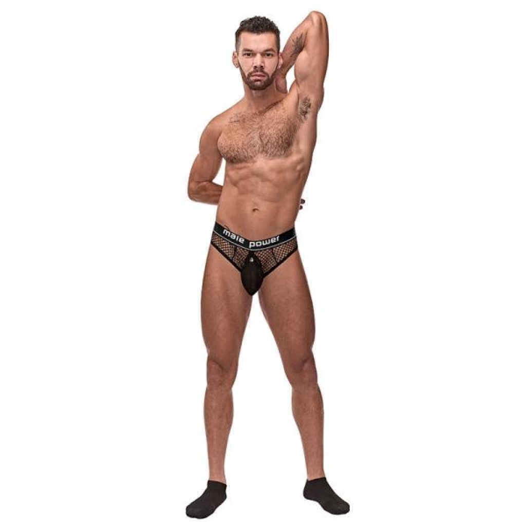 Mp Cock Pit Net Cock Ring Thong Blk Lx - Mens Underwear