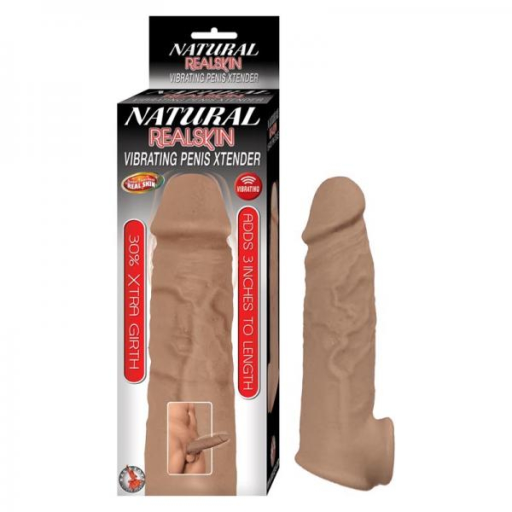 Natural Realskin Vibrating Penis Xtender - Brown - Penis Extensions