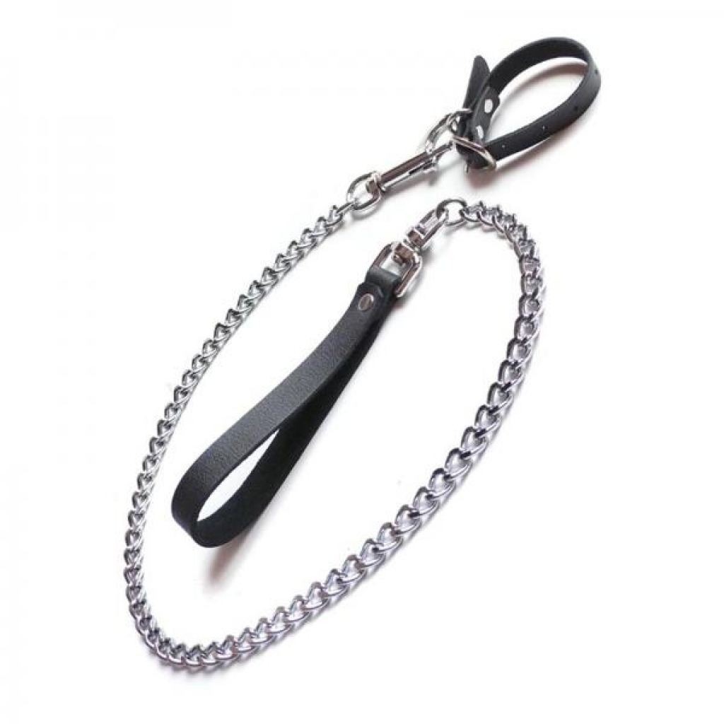 Kinklab Buckling Cock Ring And Chain Leash Set - Collars & Leashes