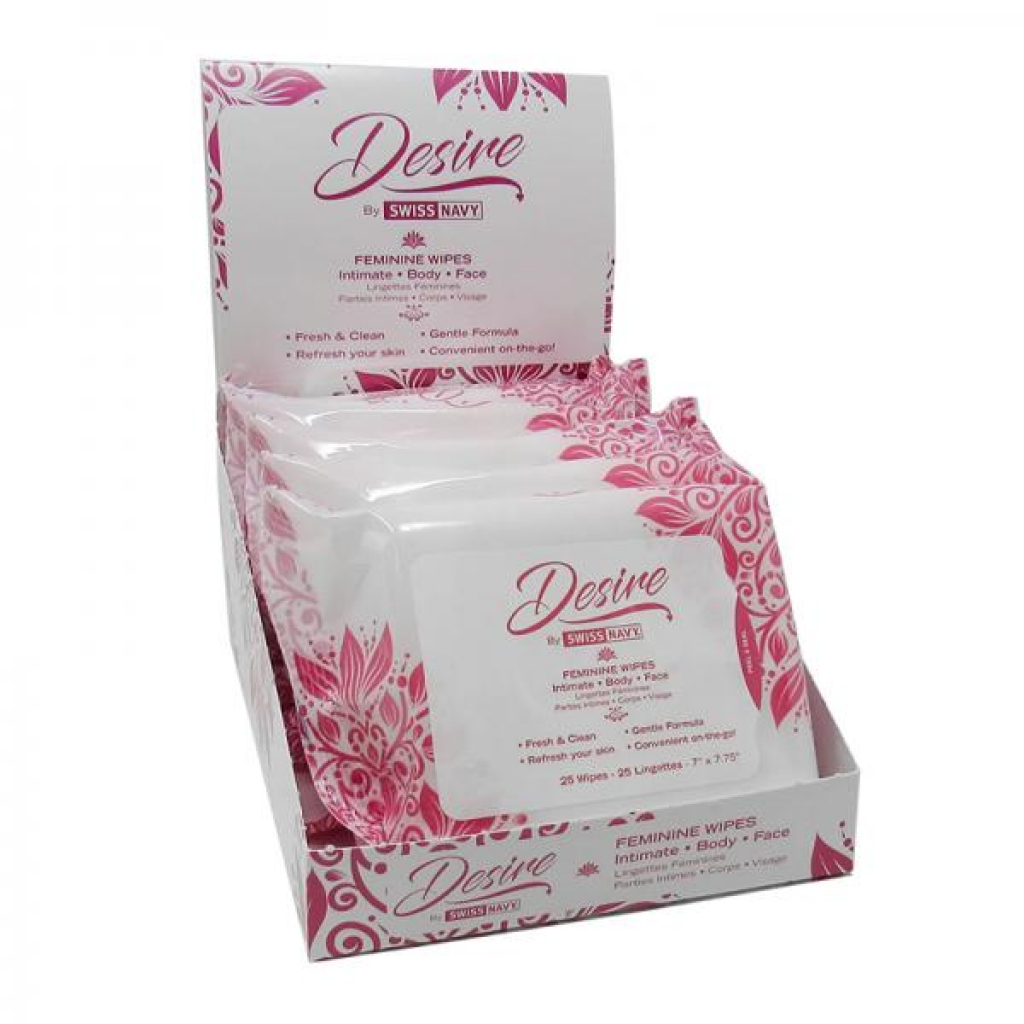 Desire Unscented Feminine Wipes 25ct/6ct Display Box - Cleaning Wipes