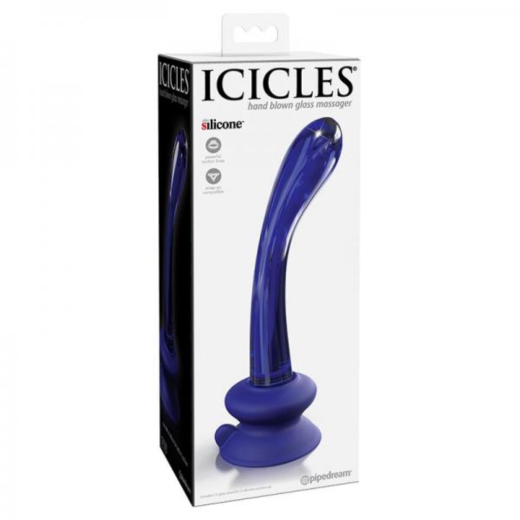 Icicles No. 89 - Glass Suction Cup G-spot Wand - Blue - G-Spot Dildos