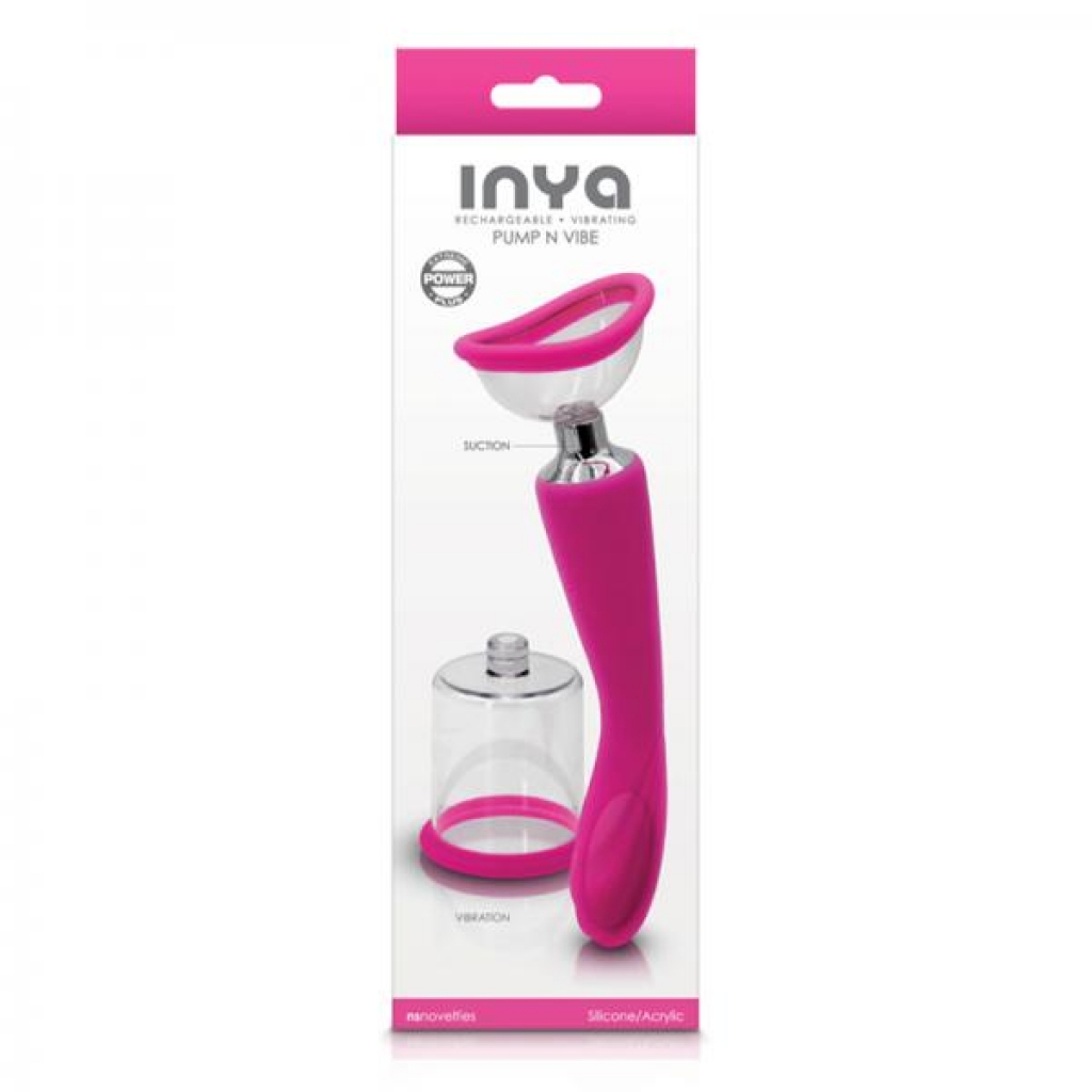 Inya Pump And Vibe With Interchangeable Suction Cups - Pink - Clit Suckers & Oral Suction