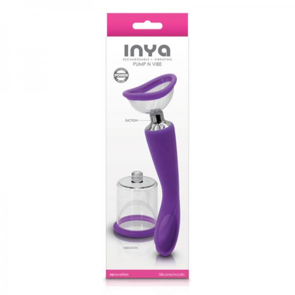 Inya Pump And Vibe With Interchangeable Suction Cups - Purple - Clit Suckers & Oral Suction