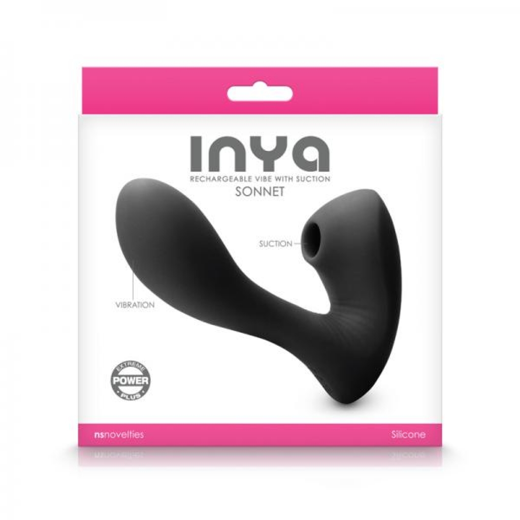 Inya Sonnet Suction Dual Stimulator Rechargeable Black - G-Spot Vibrators Clit Stimulators