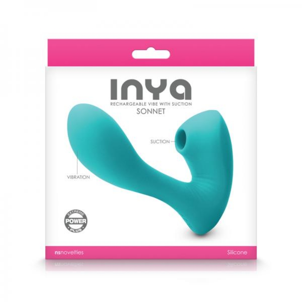Inya Sonnet Suction Dual Stimulator Rechargeable Teal - Clit Suckers & Oral Suction