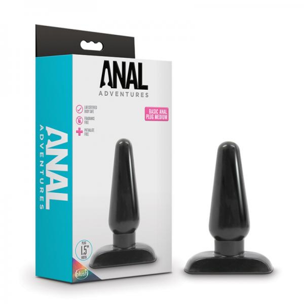 Anal Adventures - Basic Anal Plug - Medium - Black - Anal Plugs
