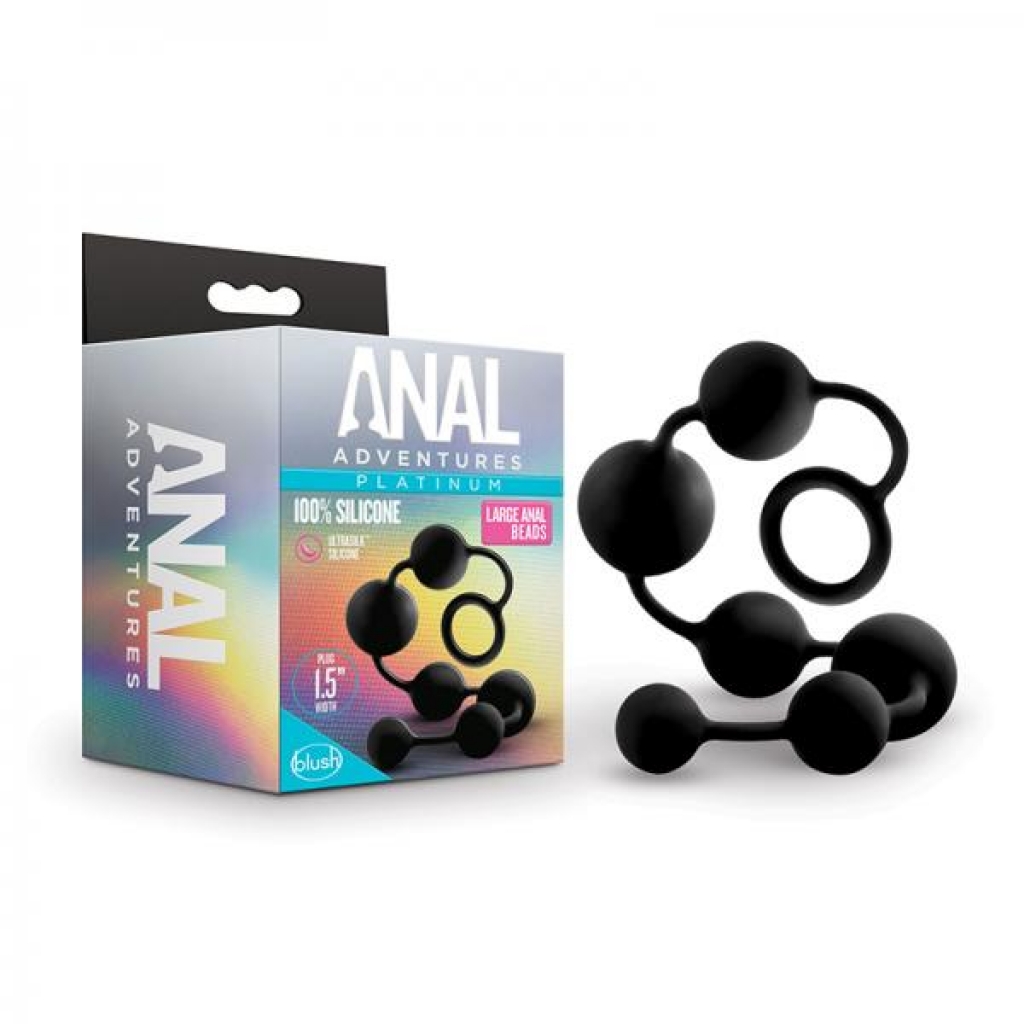 Anal Adventures Platinum - Silicone Large Anal Beads - Black - Anal Beads