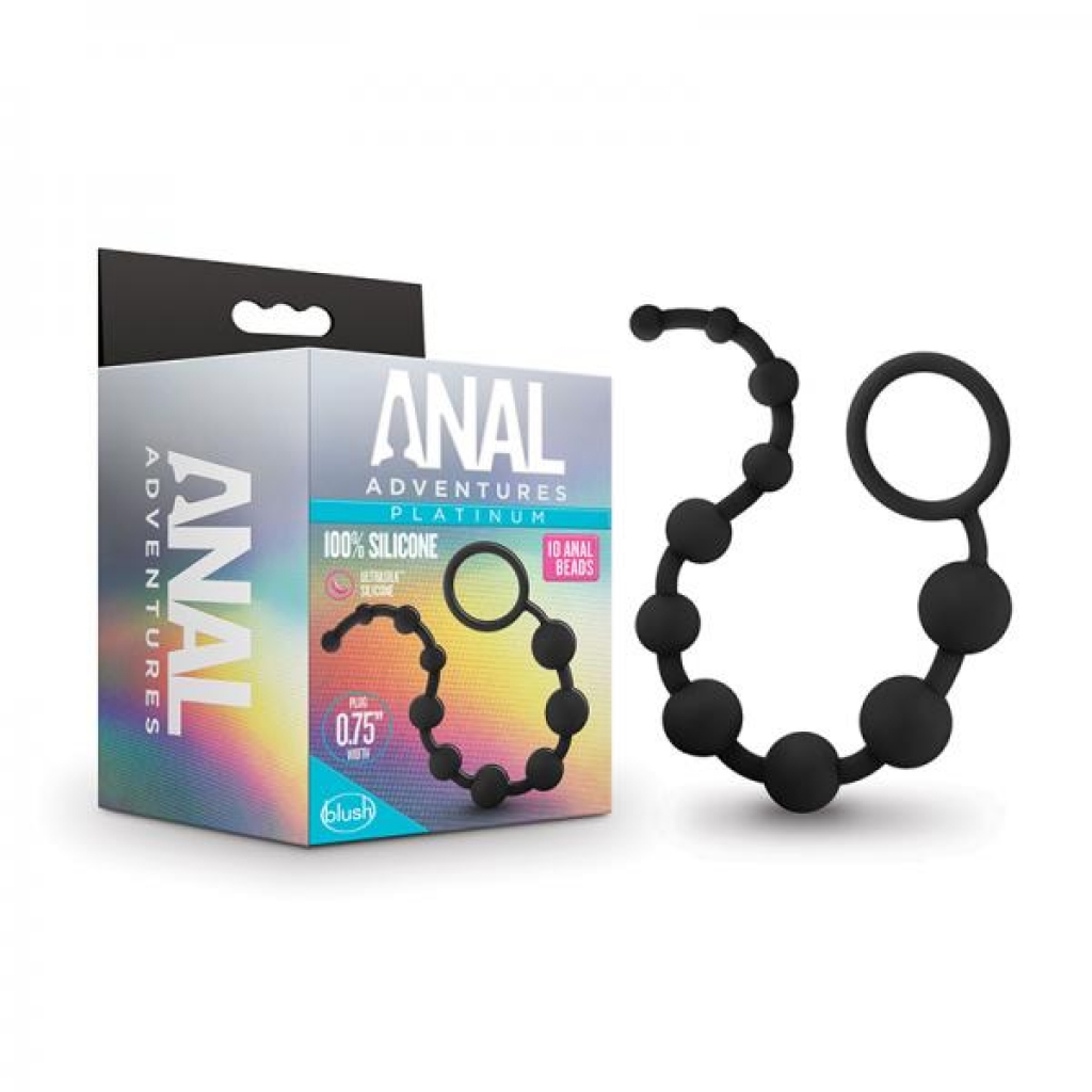 Anal Adventures Platinum - Silicone 10 Anal Beads - Black - Anal Beads