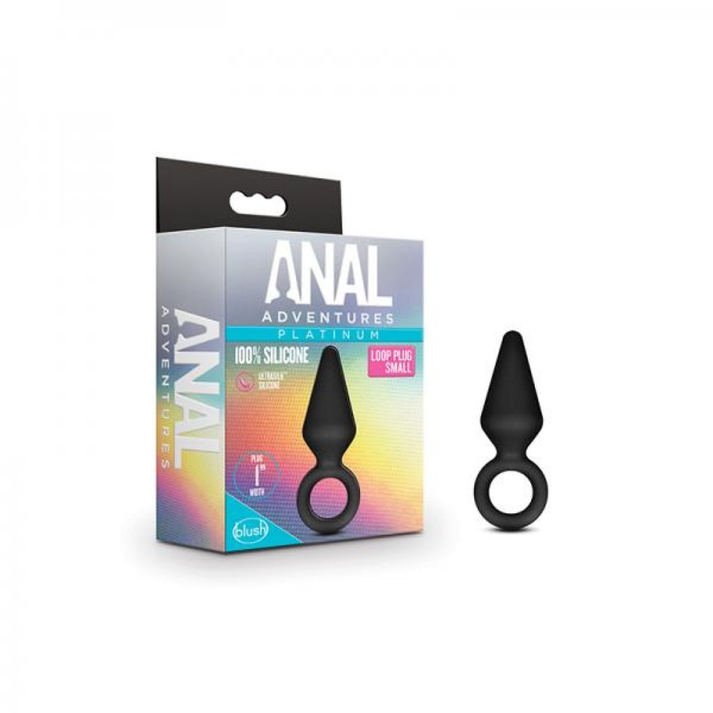Anal Adventures Platinum - Silicone Loop Plug - Small - Black - Anal Plugs