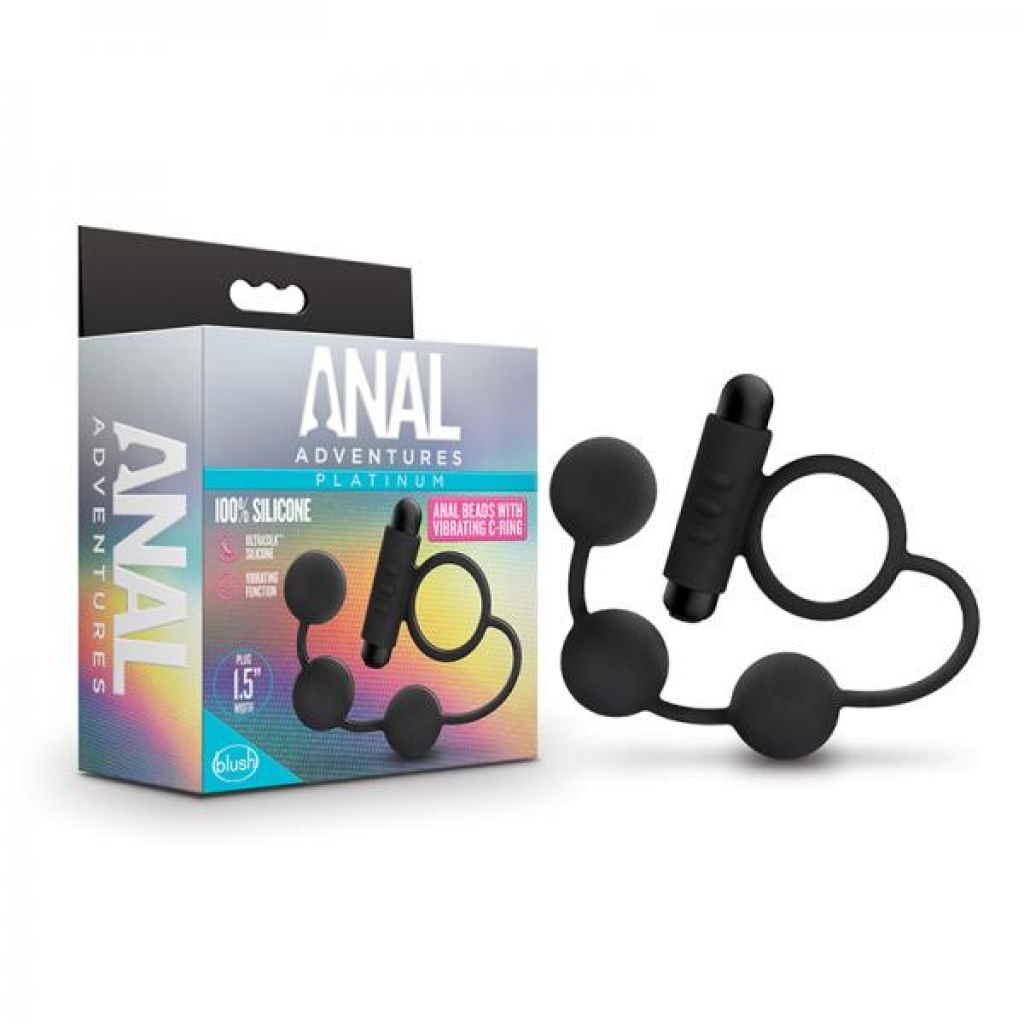 Anal Adventuresplatinum - Silicone Anal Ball With Vibrating C-ring- Black - Mens Cock & Ball Gear