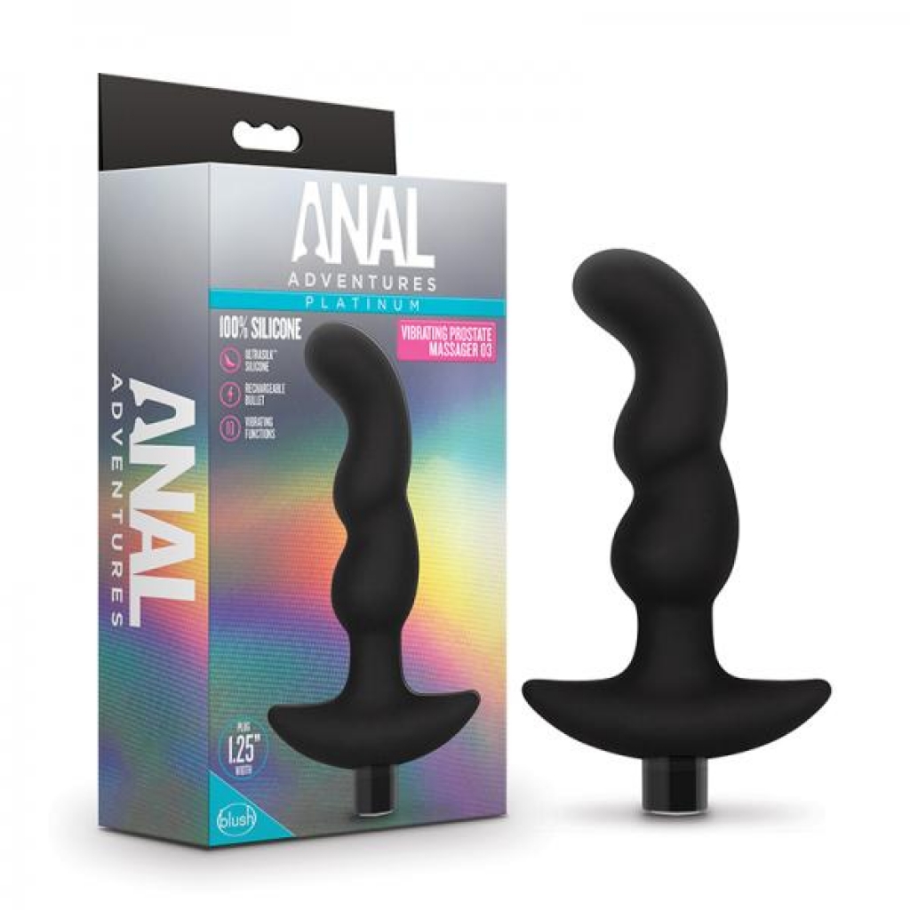 Anal Adventures Platinum - Silicone Vibrating Prostate Massager 03- Black - Prostate Massagers