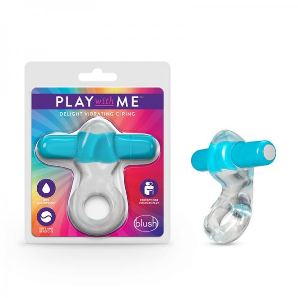 Play With Me - Delight Vibrating C-ring - Blue - Couples Penis Rings