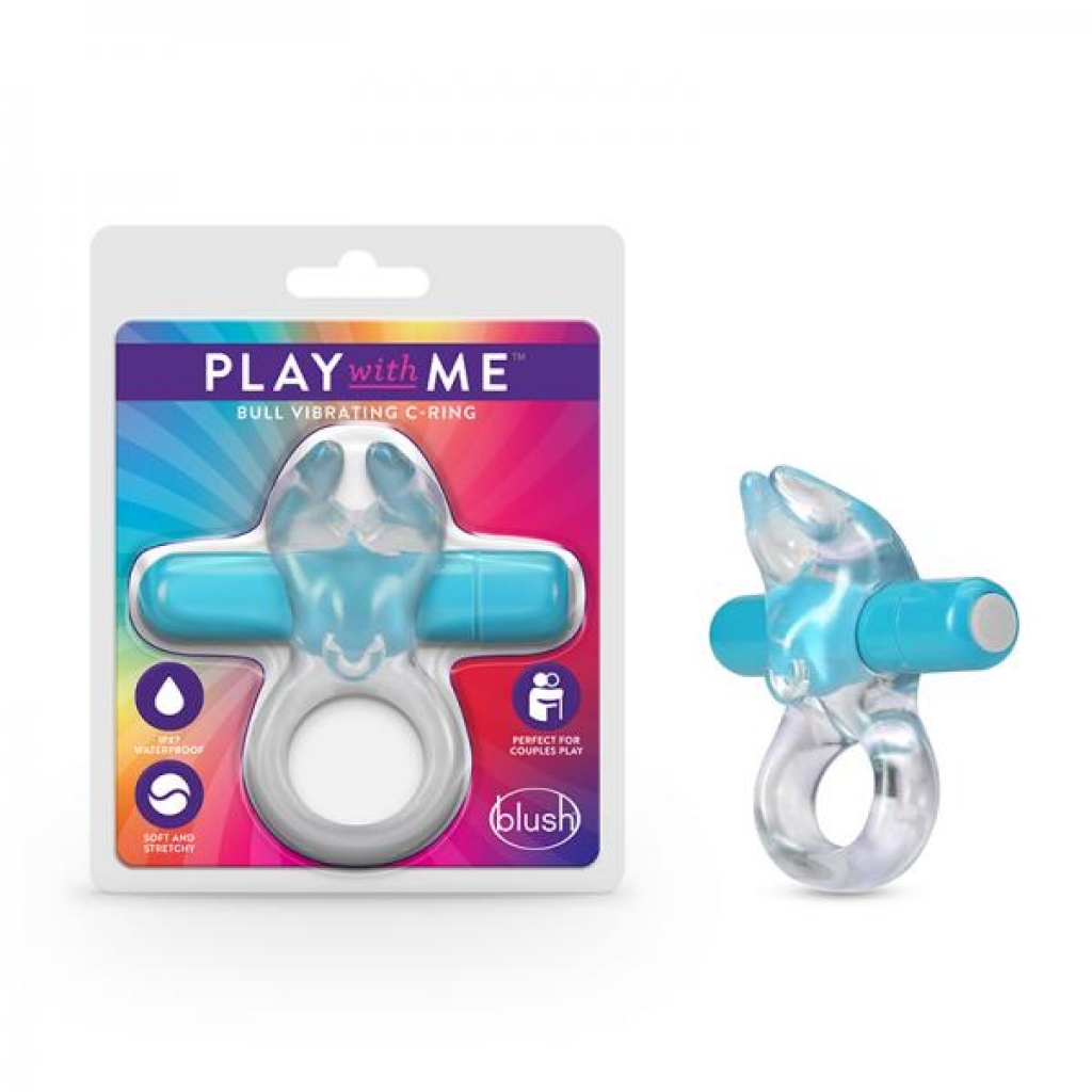 Play With Me - Bull Vibrating C-ring - Blue - Couples Penis Rings
