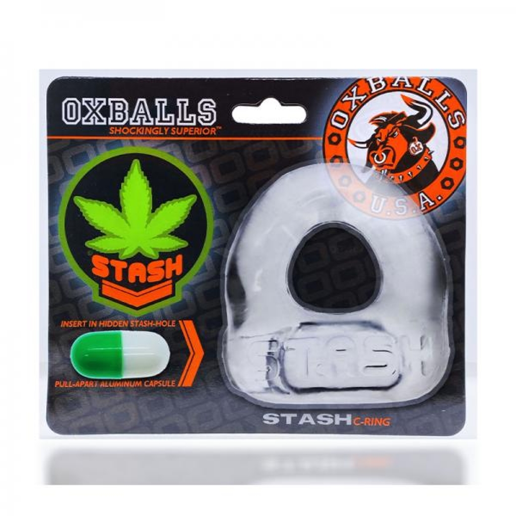 Oxballs Stash Cockring With Aluminum Capsule Insert Clear - Stimulating Penis Rings