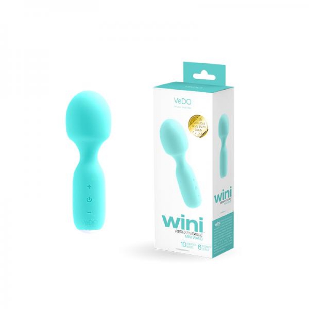 Vedo Wini Rechargeable Mini Wand Tease Me Turquoise - Body Massagers