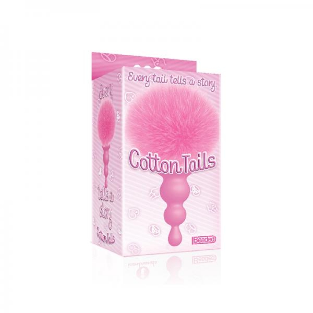 The 9's Cottontails Silicone Bunny Tail Butt Plug Beaded Pink - Anal Plugs