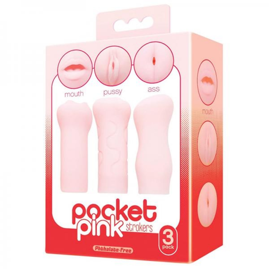 The 9's Pocket Pink Mini Masturbator Trio - Pocket Pussies