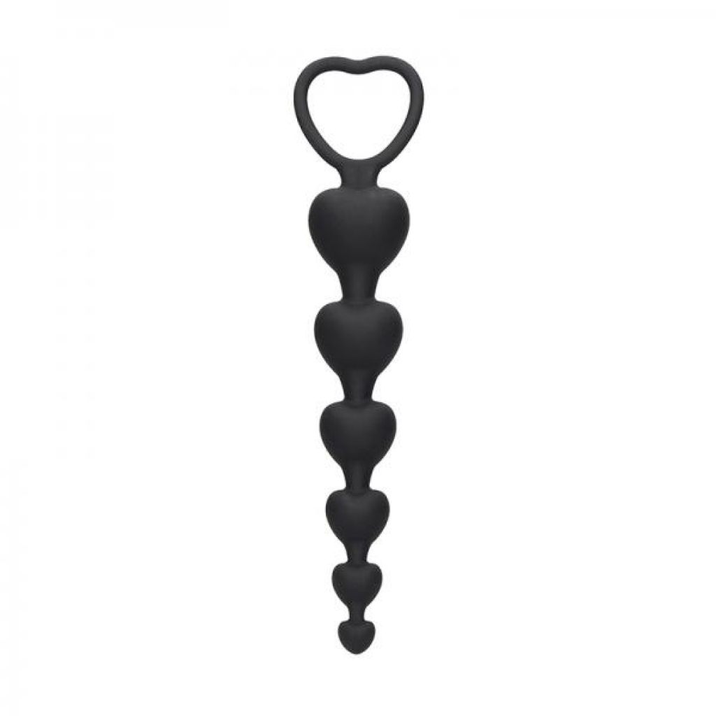 Ouch Anal Heart Beads Black - Anal Beads