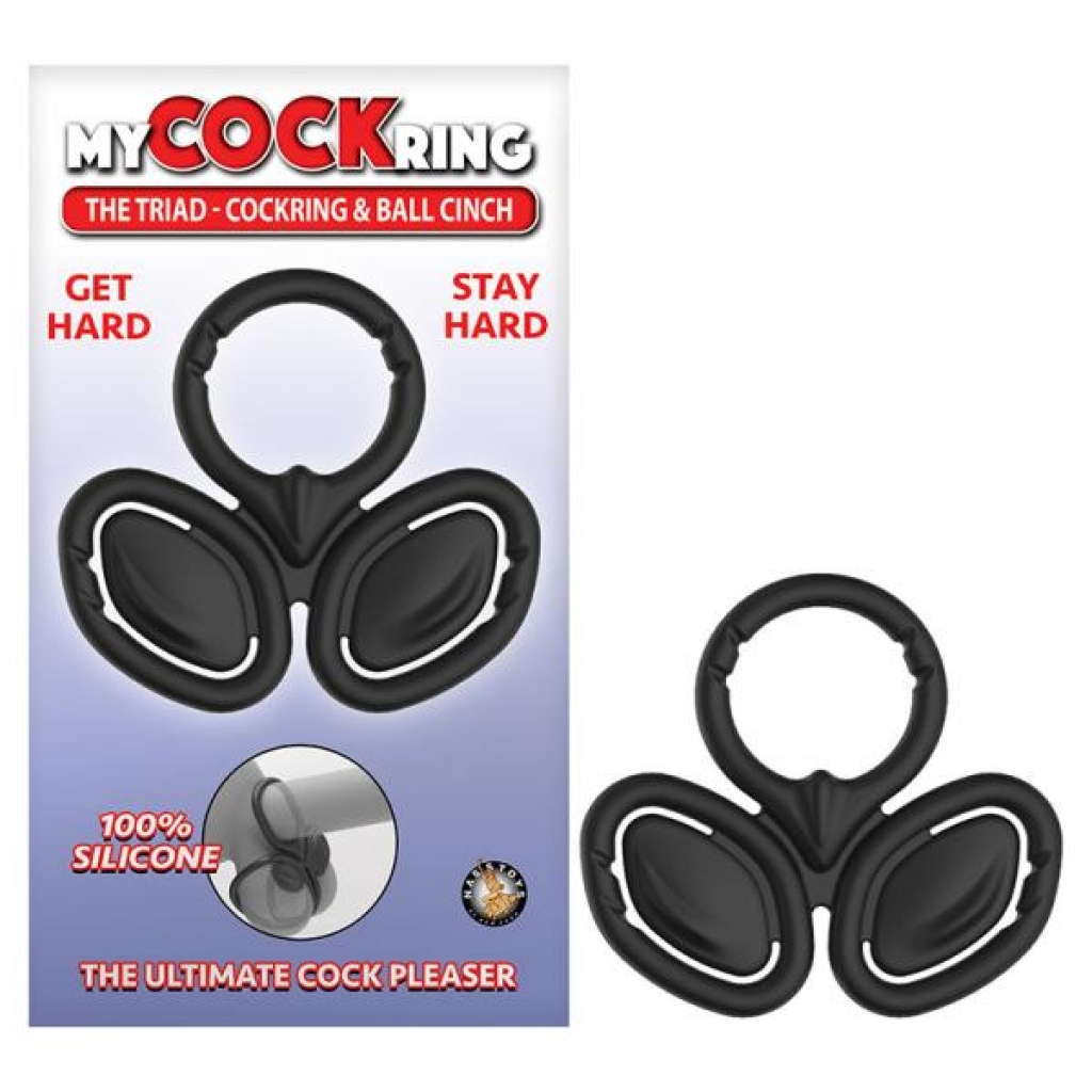 My Cockring The Triad Cockring & Ball Cinch Black - Stimulating Penis Rings