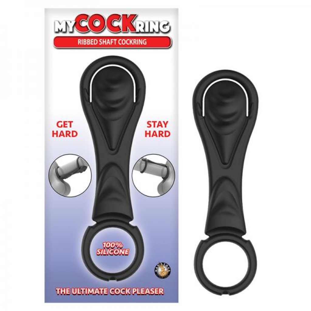 My Cockring Ribbed Shaft Cockring Black - Stimulating Penis Rings