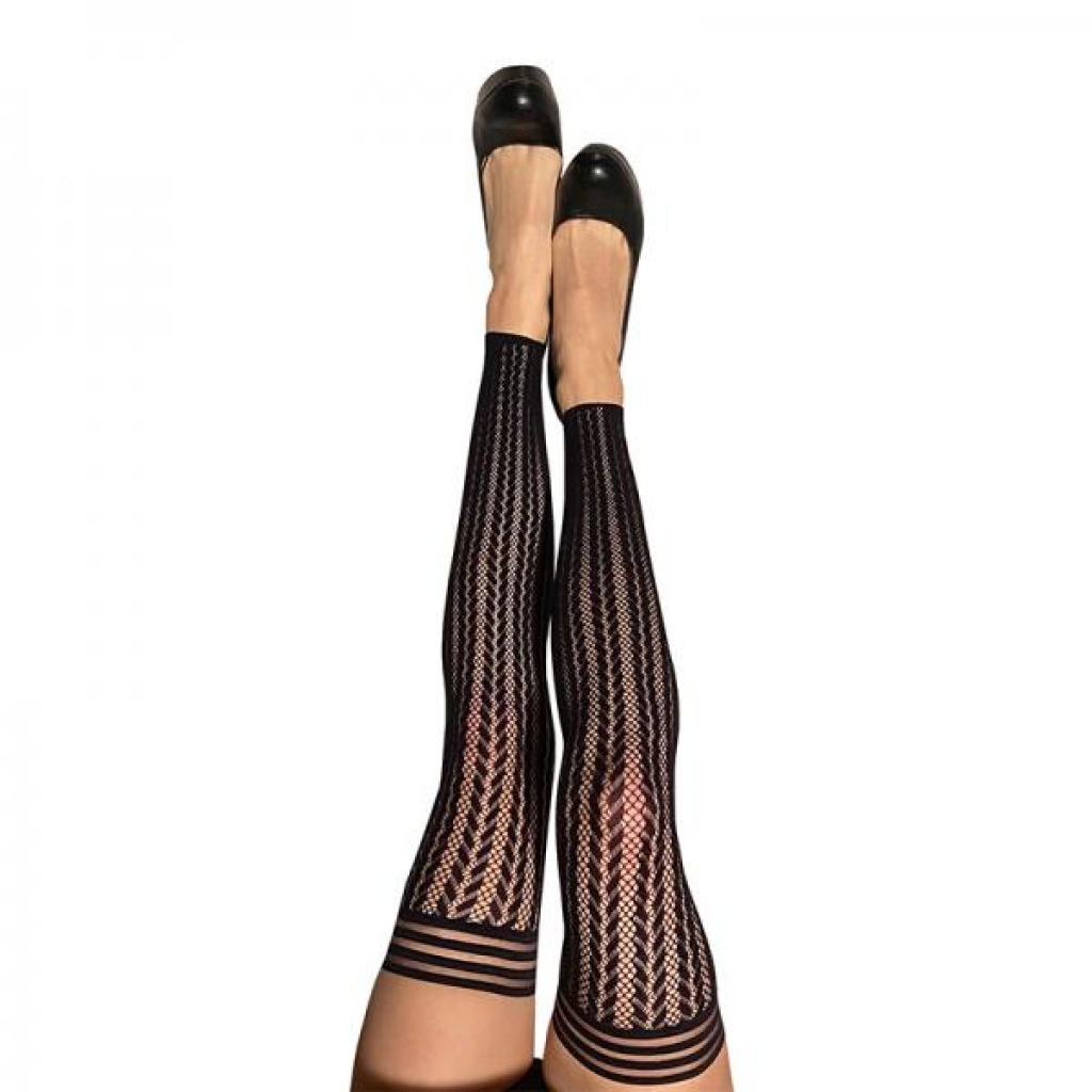 Kixies Lindsay Footless Fishnet Thigh-highs - Size B - Bodystockings, Pantyhose & Garters