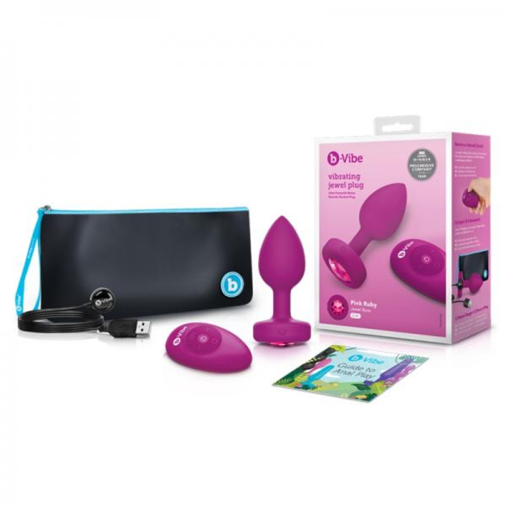 B-vibe Vibrating Jewels - Remote Control - Rechargeable - Pink Ruby (s/m) - Anal Plugs