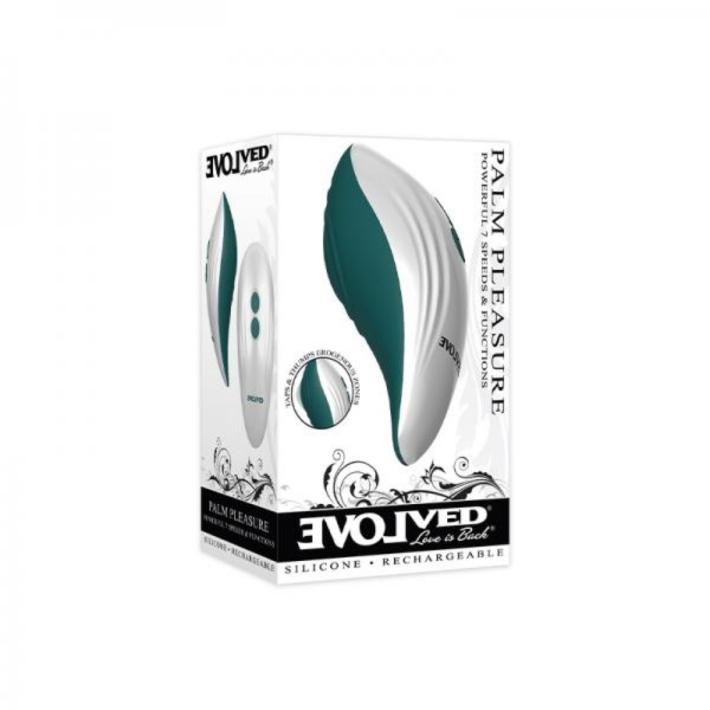 Evolved Palm Pleasure Teal/white - Palm Size Massagers