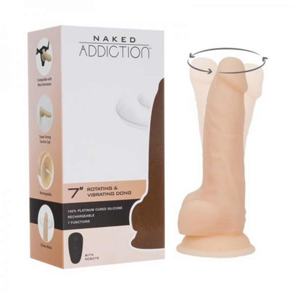 Naked Addiction Rotating & Vibrating Dong With Remote 7