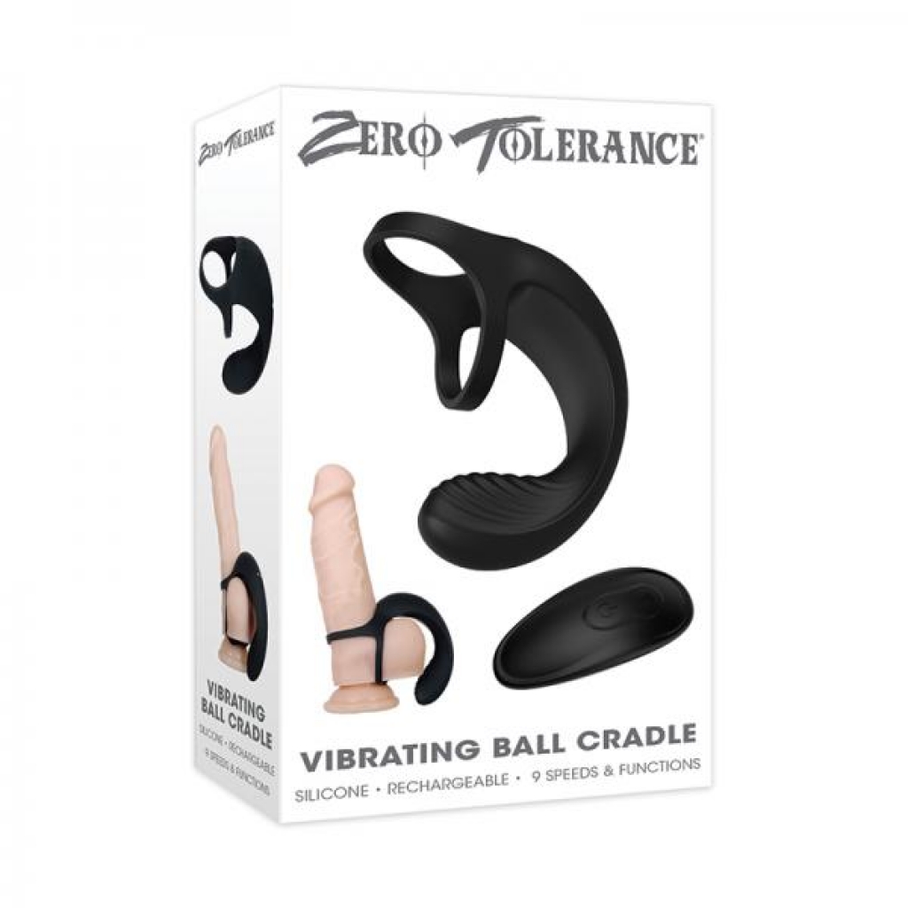 Zt Vibrating Ball Cradle Black - Stimulating Penis Rings