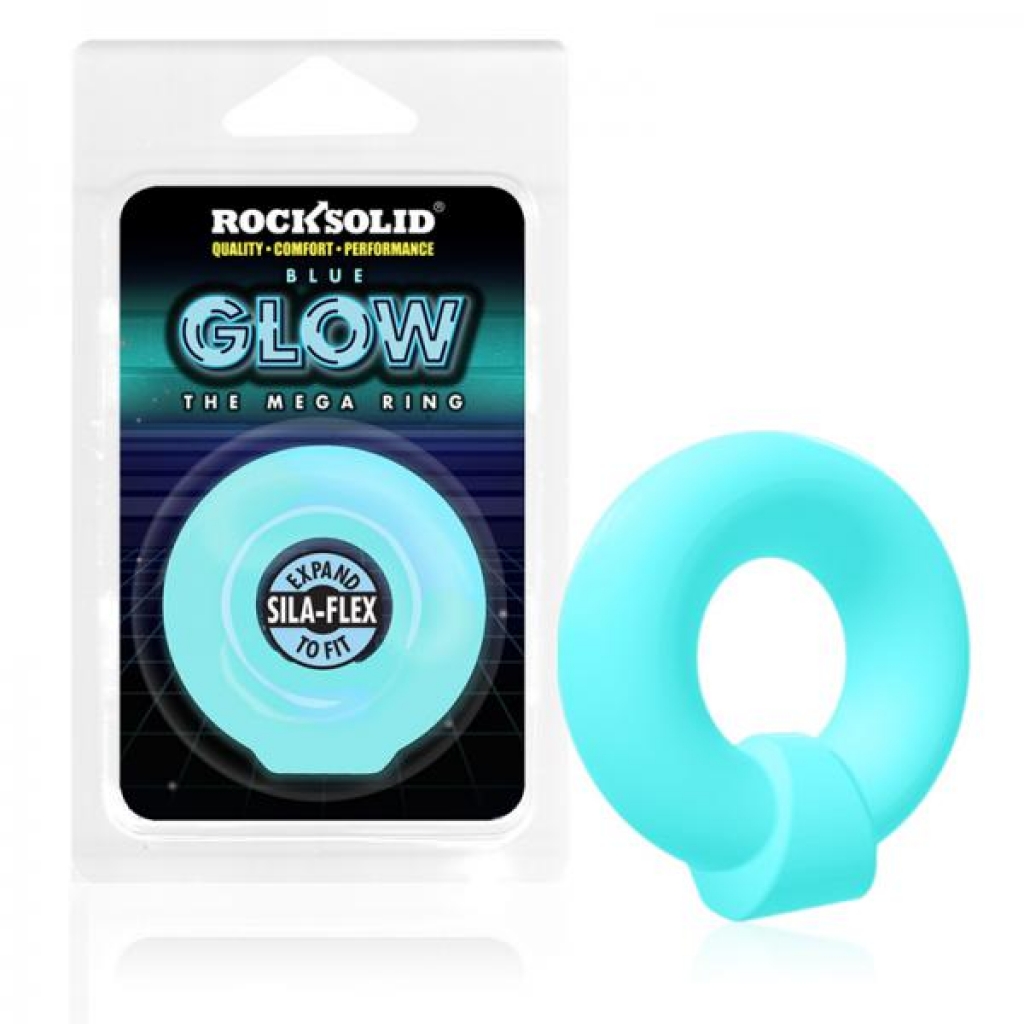 Rock Solid Sila-flex Glow-in-the-dark Mega Ring Blue - Classic Penis Rings