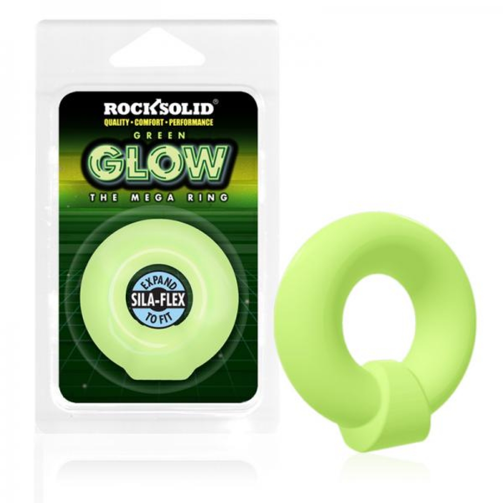 Rock Solid Sila-flex Glow-in-the-dark Mega Ring Green - Classic Penis Rings