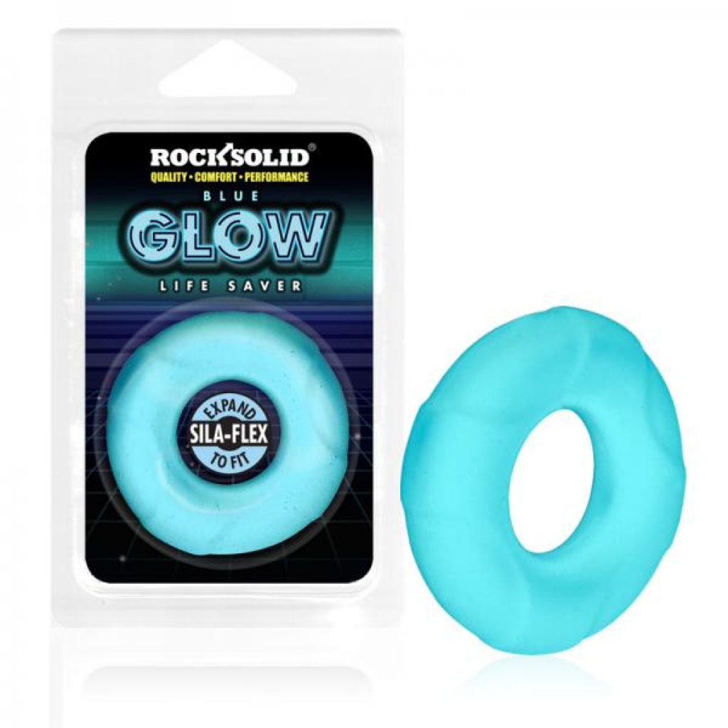Rock Solid Sila-flex Glow-in-the-dark Life Saver C-ring Blue - Classic Penis Rings