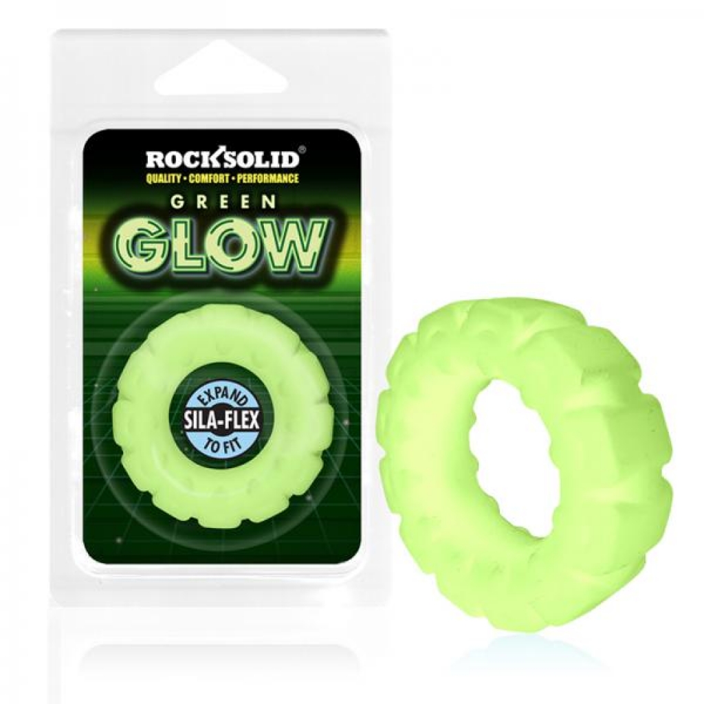Rock Solid Sila-flex Glow-in-the-dark The Tire C-ring Green - Classic Penis Rings
