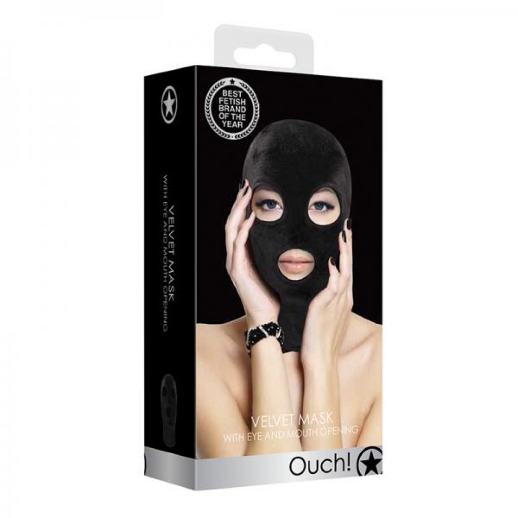 Ouch Velvet & Velcro Mask With Eye And Mouth Opening - Hoods & Goggles