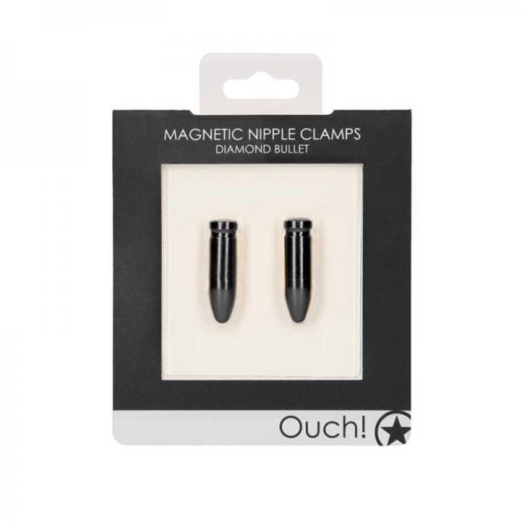Ouch Magnetic Nipple Clamps - Diamond Bullet - Black - Nipple Clamps