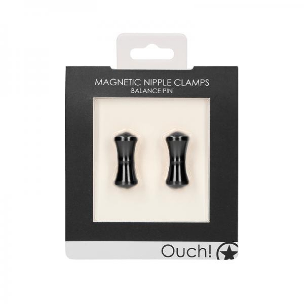 Ouch Magnetic Nipple Clamps - Balance Pin - Black - Nipple Clamps