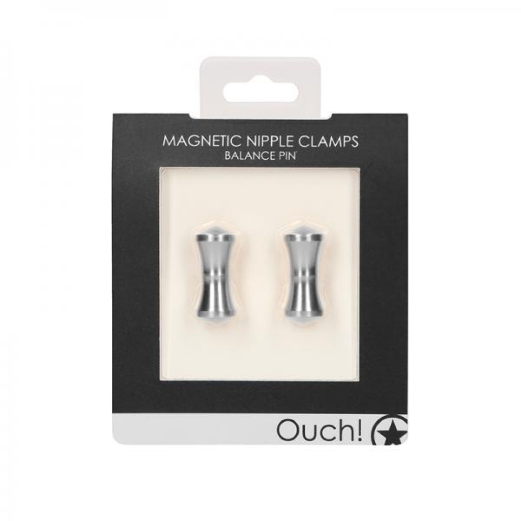 Ouch Magnetic Nipple Clamps - Balance Pin - Silver - Nipple Clamps