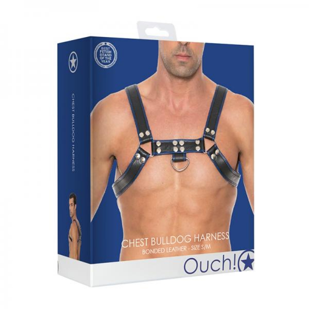 Ouch Chest Bulldog Harness - S/m - Blue - Fetish Clothing