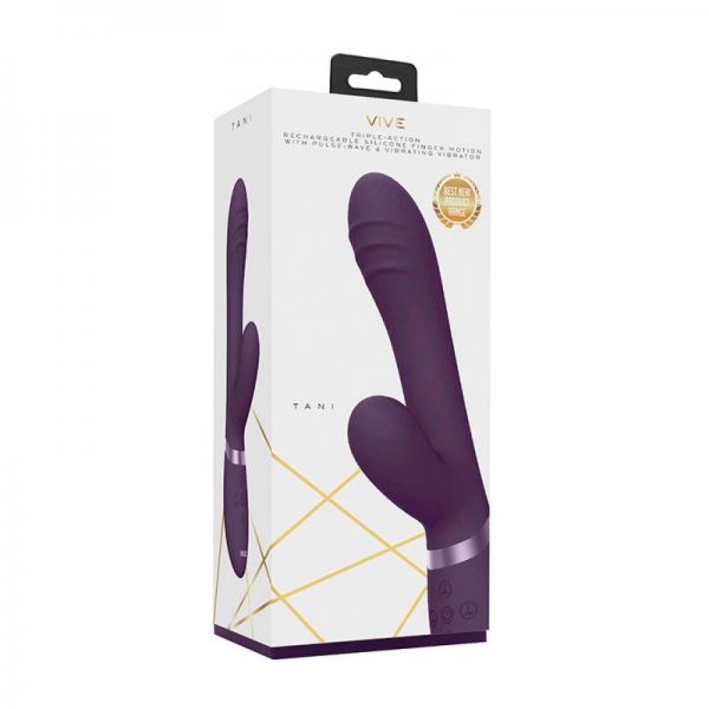 Vive - Tani Rechargeable Pulse-wave Triple-motor Finger Motion Silicone Vibrator - Purple - G-Spot Vibrators Clit Stimulators