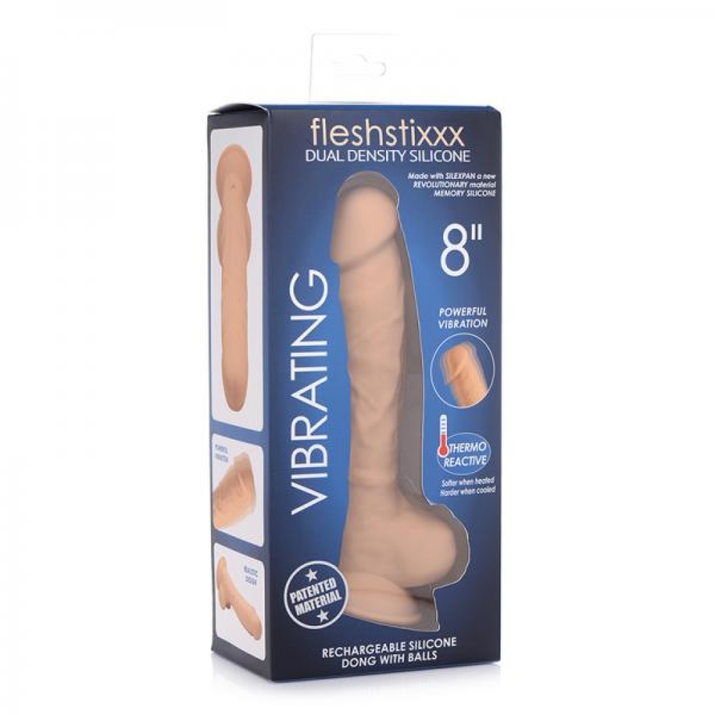 Fleshstixxx Vibrating Rechargeable Dong 8 In. Tan - Realistic
