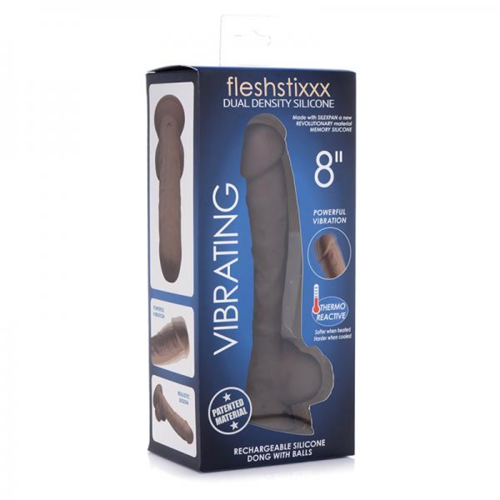 Fleshstixxx Vibrating Rechargeable Dong 8 In. Brown - Realistic