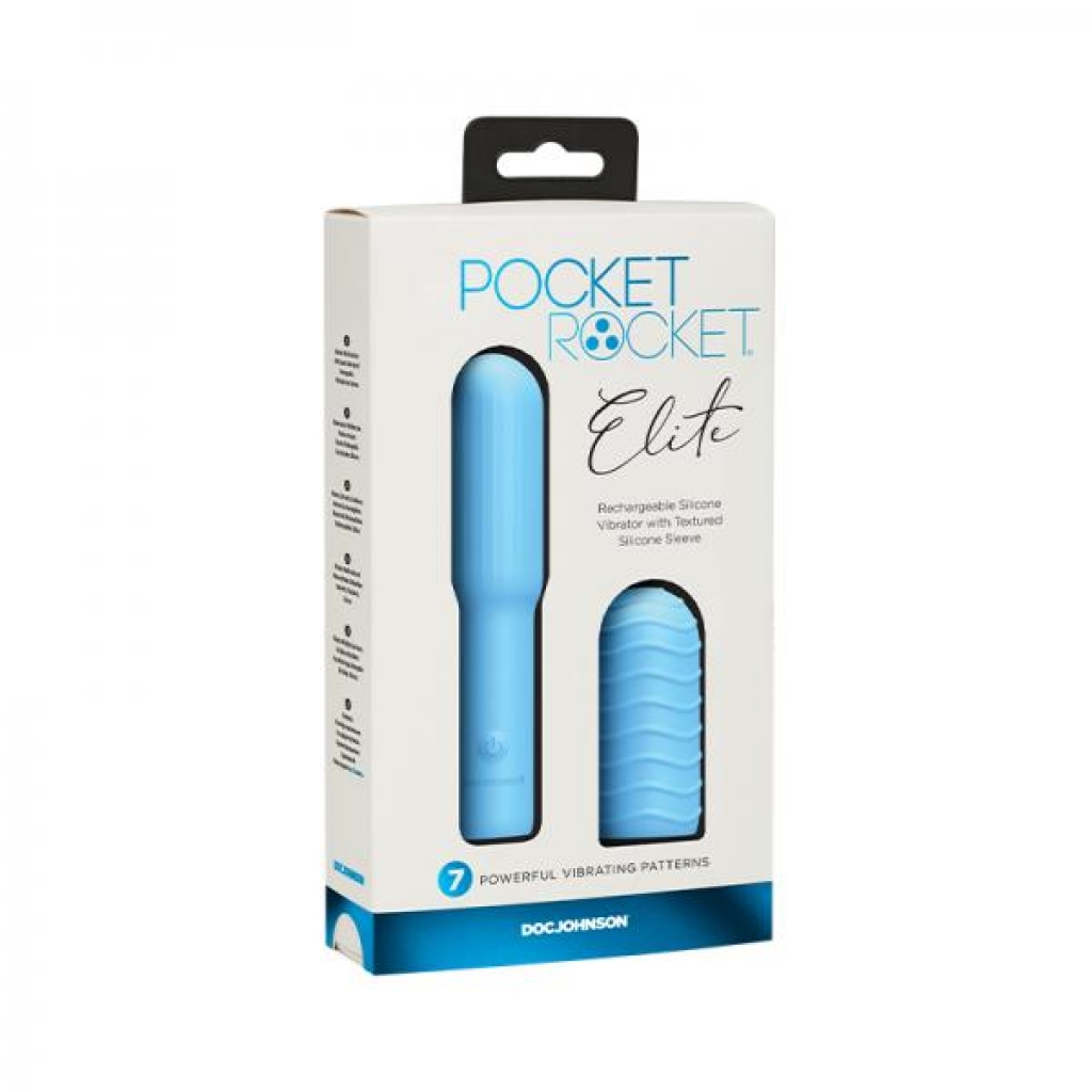 Pocket Rocket Elite Rechargeable Bullet With Removable Sleeve Sky Blue - Pocket Rockets