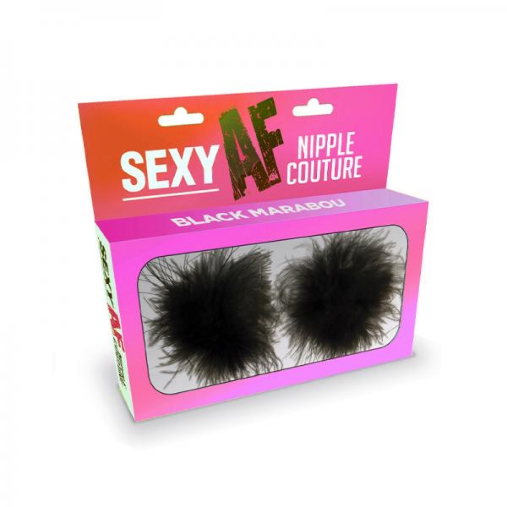 Sexy Af Nipple Couture Black Marabou Pasties - Pasties, Tattoos & Accessories