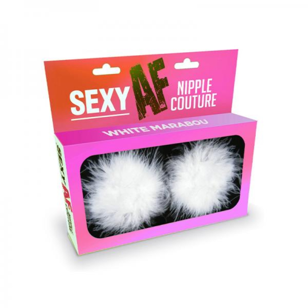 Sexy Af Nipple Couture White Marabou Pasties - Pasties, Tattoos & Accessories