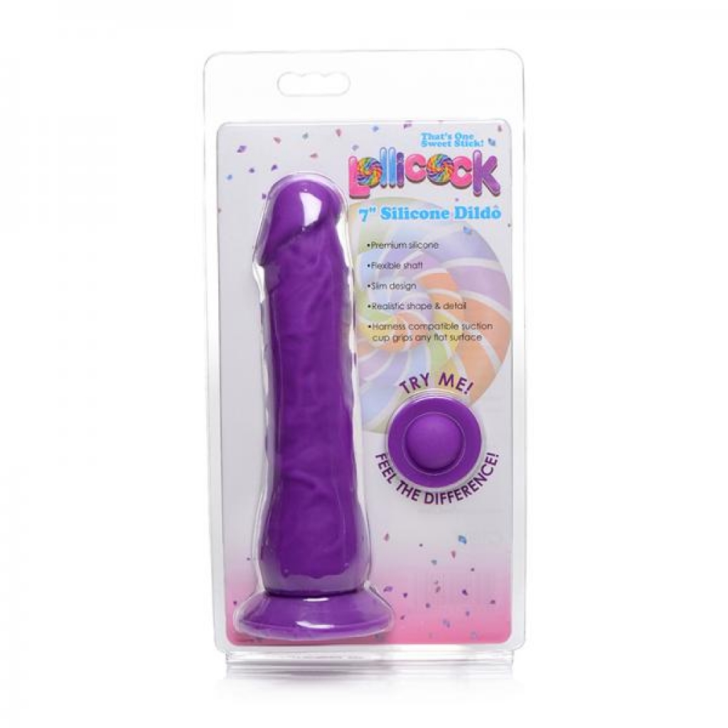 Lollicock Silicone Dildo Without Balls 7 In. Grape - Realistic Dildos & Dongs