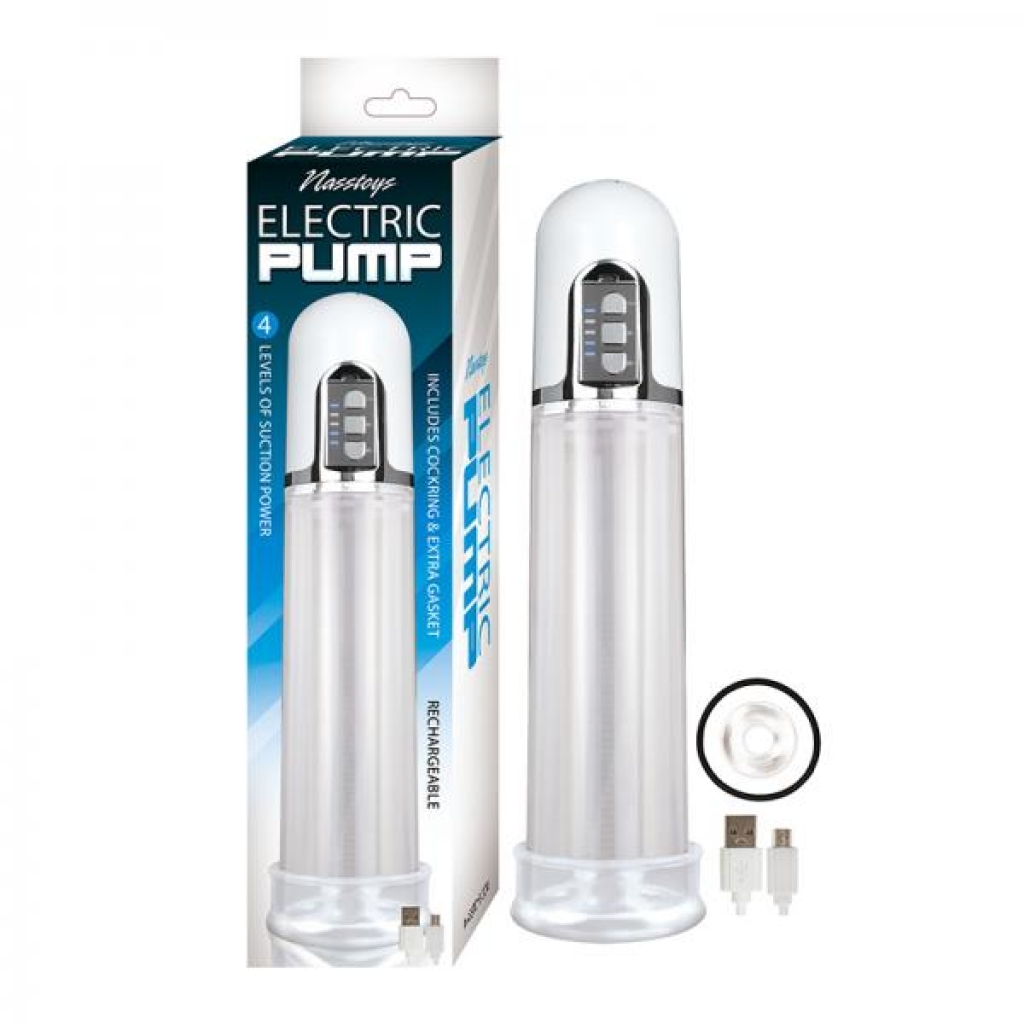 Rechargeable Clear Electric Pump With C Ring And Extra Gasket - Penis Pumps