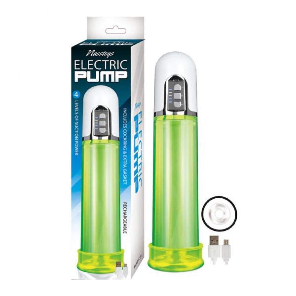 Rechargeable Green Electric Pump With C Ring And Extra Gasket - Penis Pumps