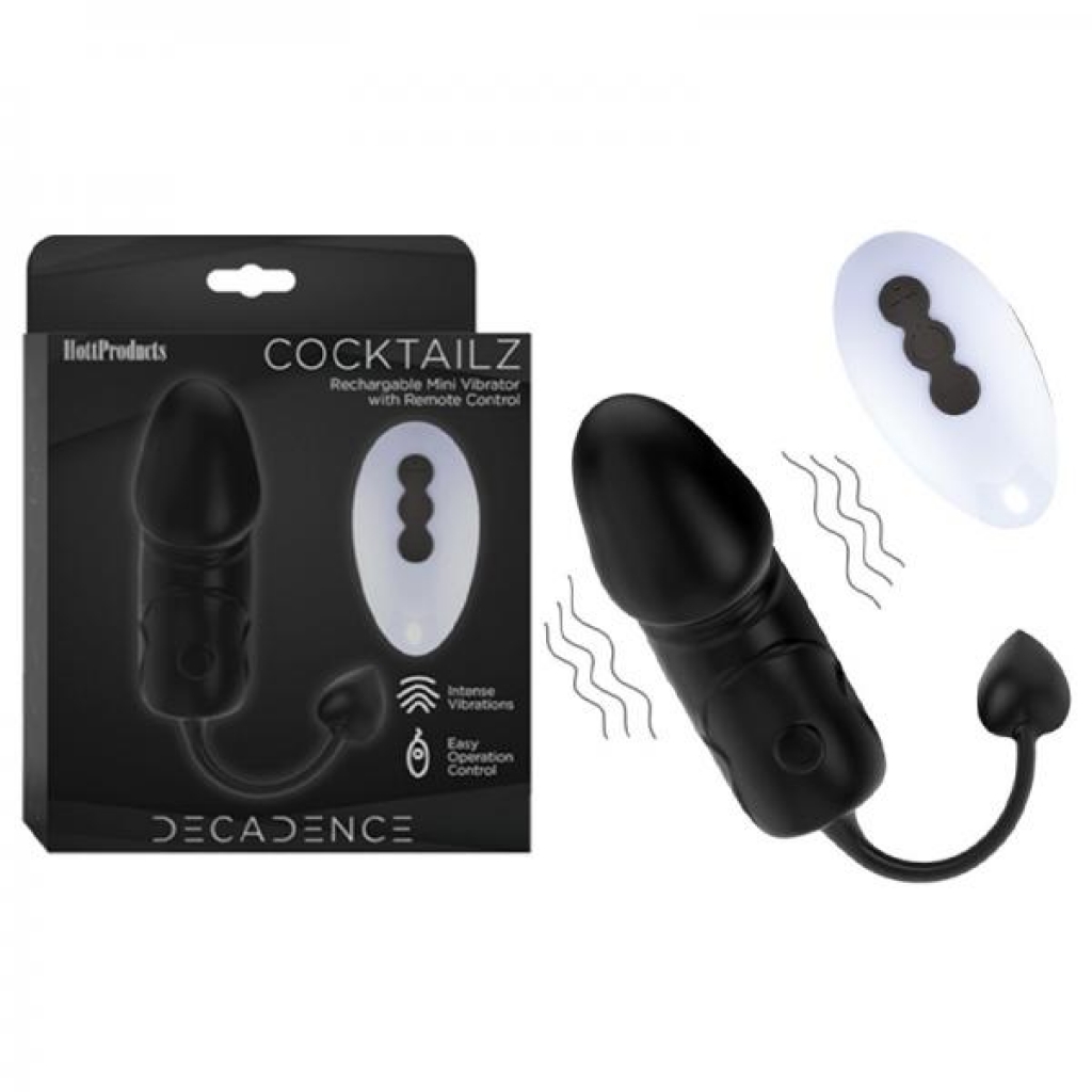 Decadence Cocktailz Vibrating Penis Shape Egg With Warming Element Remote Control Black - Bullet Vibrators