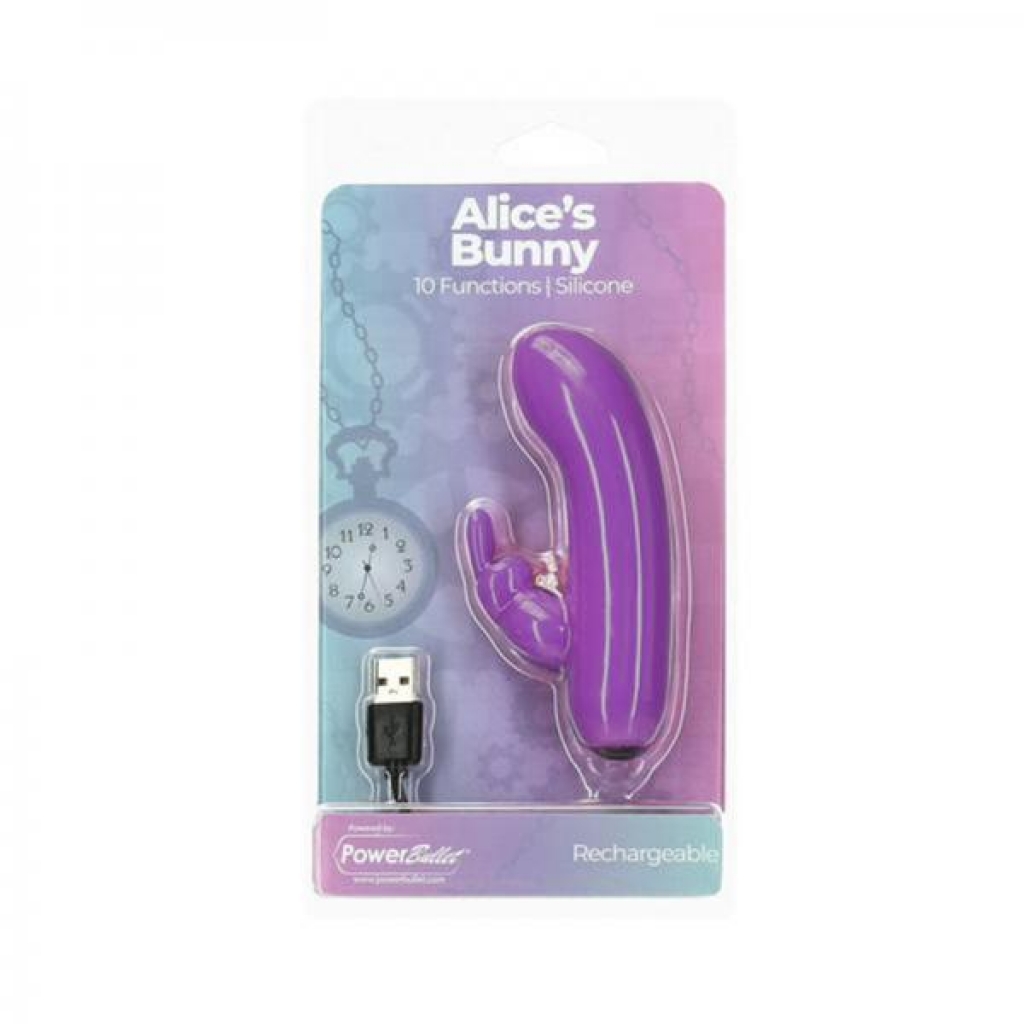 Alices Bunny Rechargeable Bullet With Removable Rabbit Sleeve Purple - Rabbit Vibrators